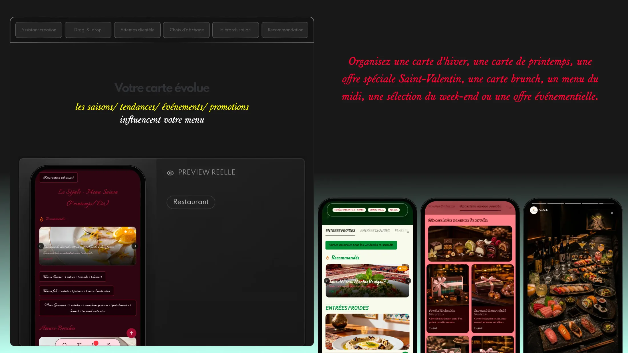 Illustration de l'évolution des cartes de restaurants — l'importance des menus saisonniers
