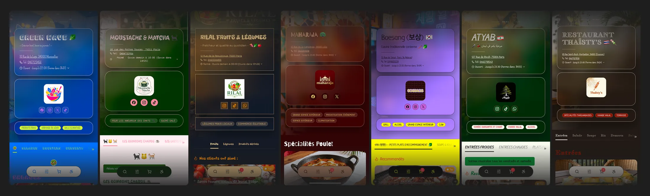 Mode d'affichage mosaïque du menu Menyu