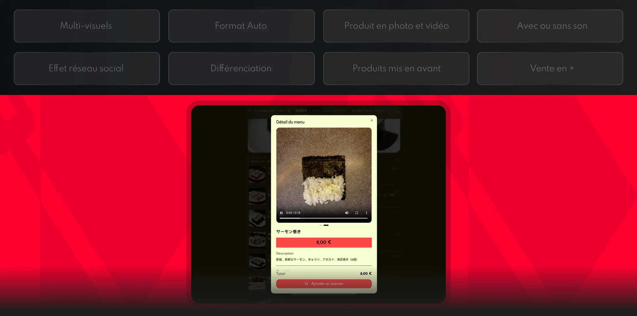 Menyu vidéos des produits