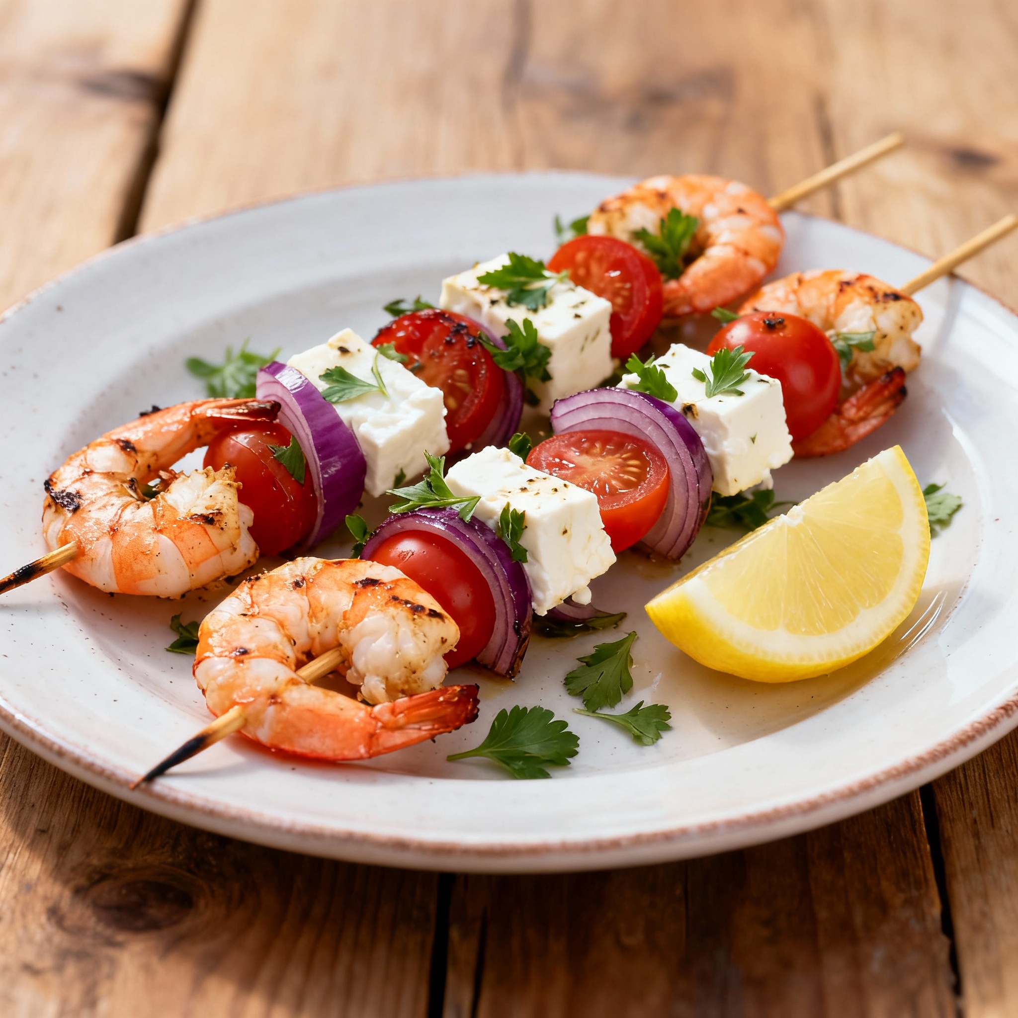 Brochettes Crevettes Féta