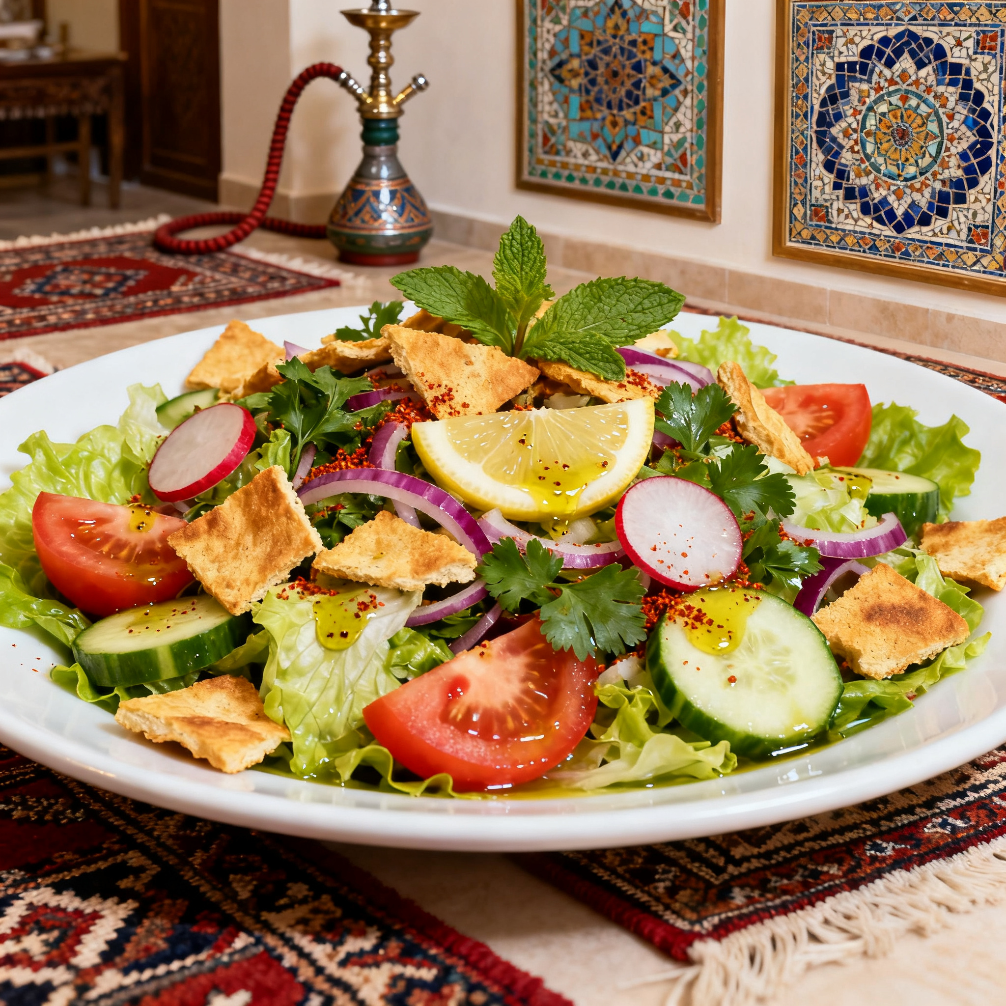 Fattoush Salade Croûtons Pain Pita