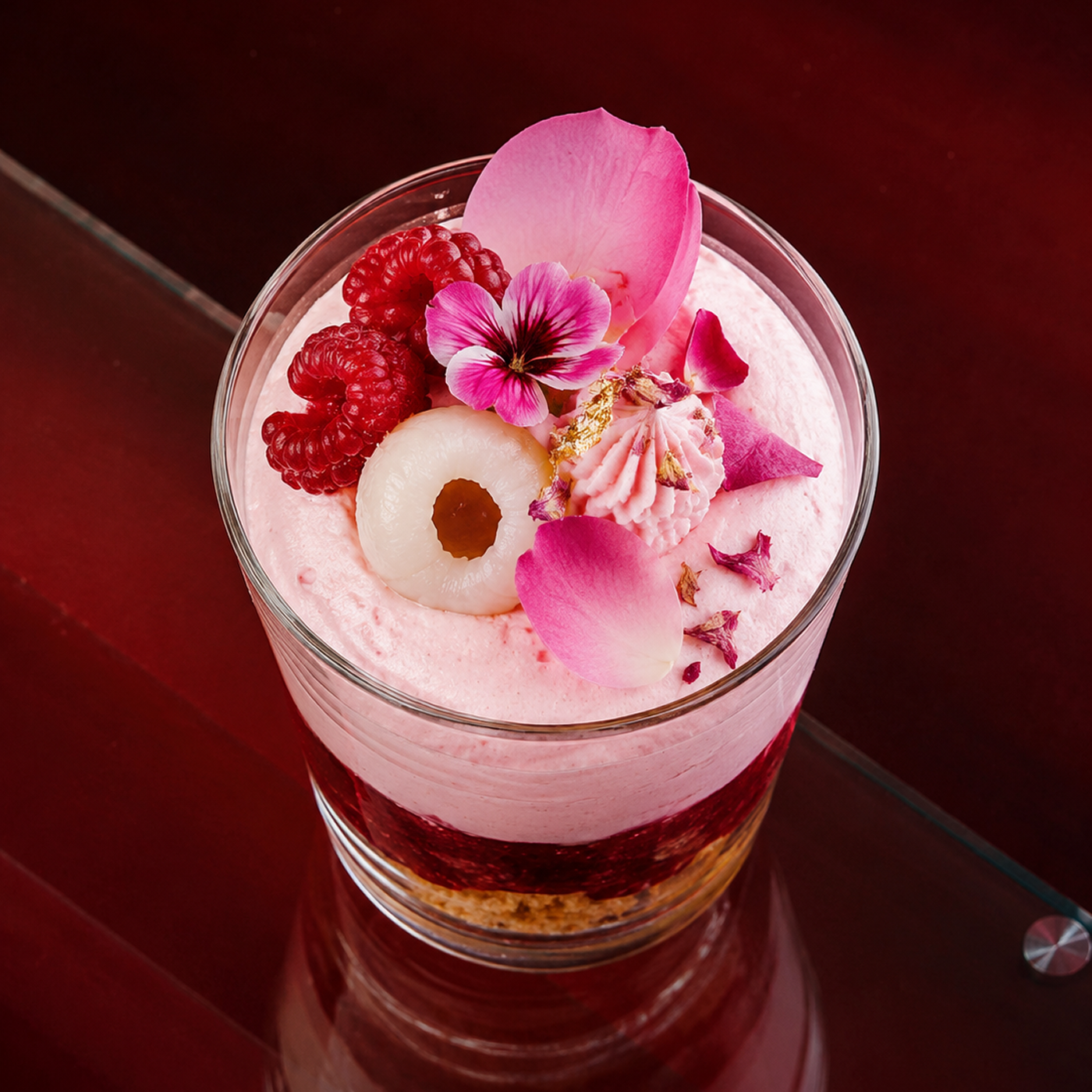 Verrine rose litchi-framboise