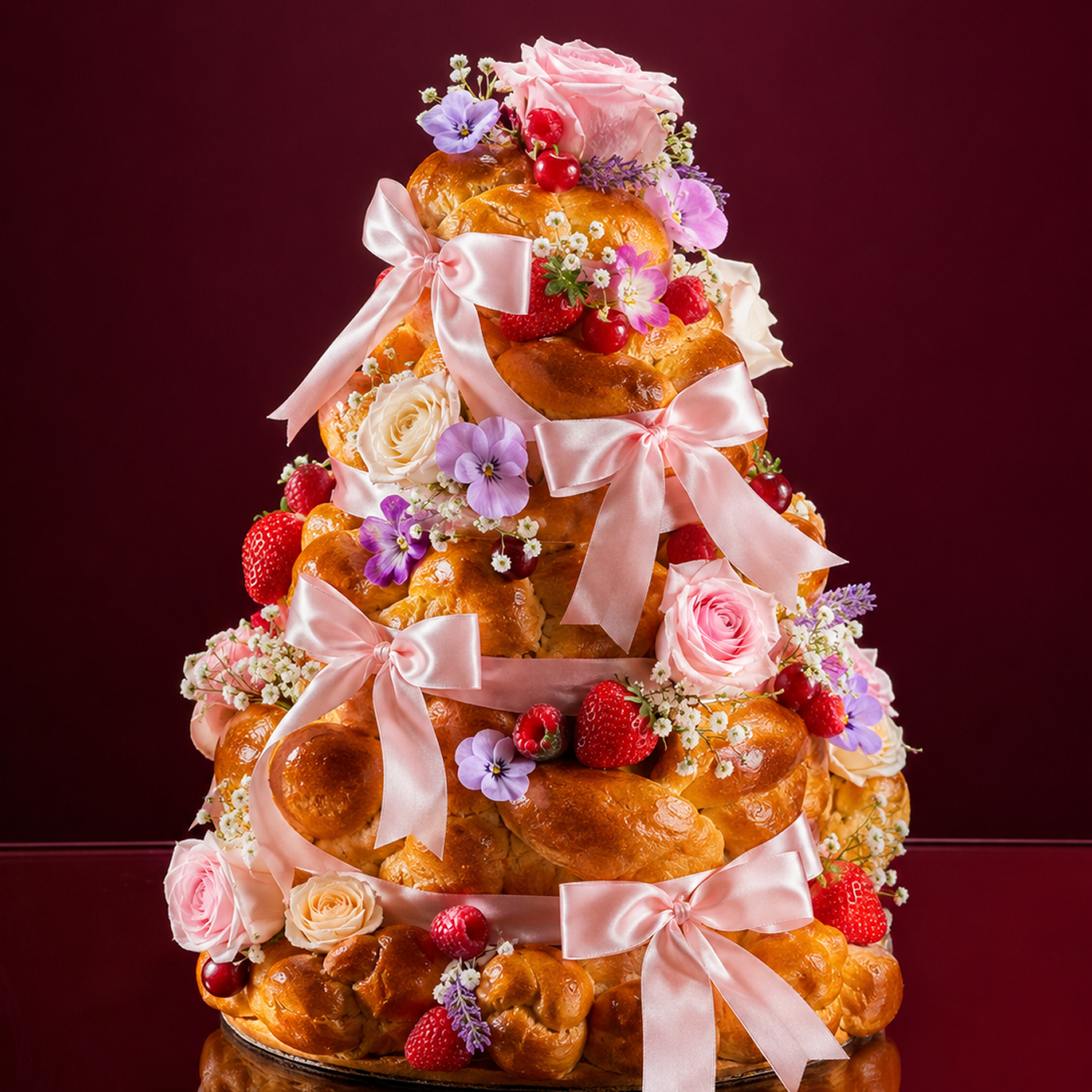Brioche ruban façon pièce montée